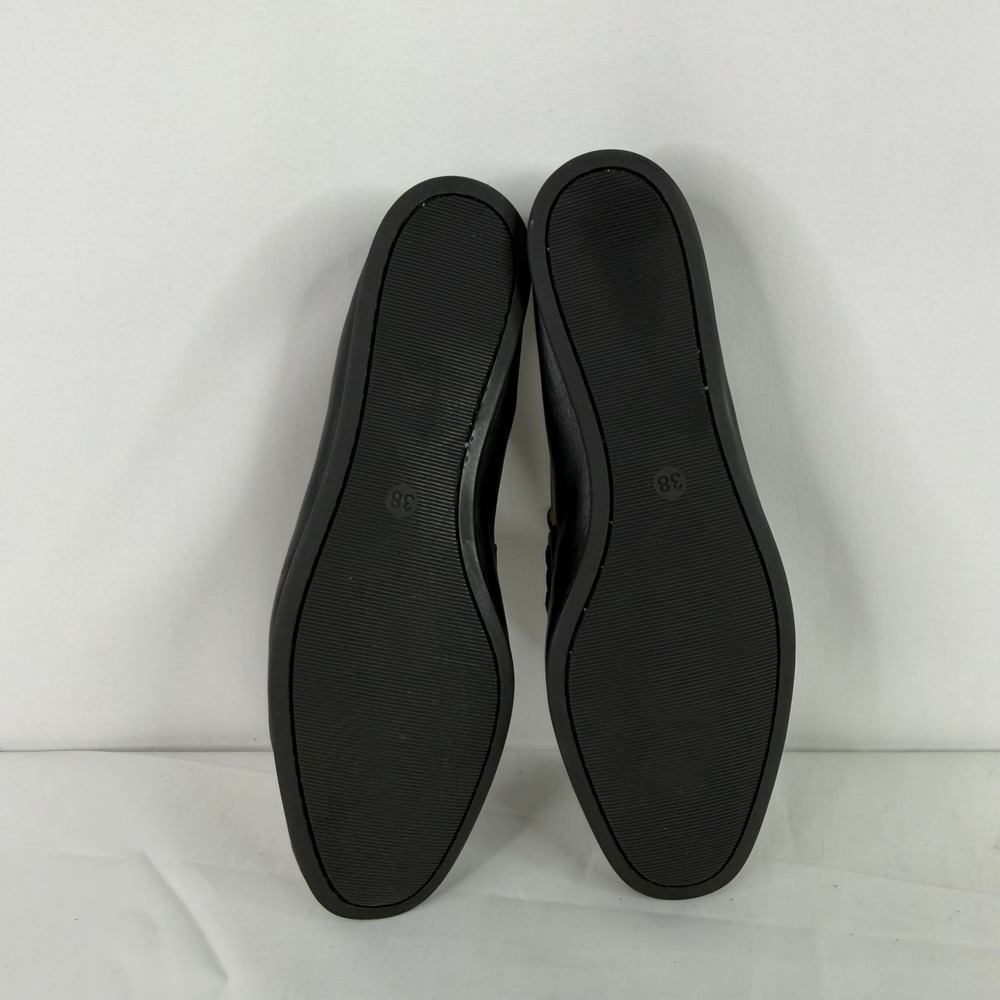 Miz Mooz Geeana Black Leather Penny Loafers Elastic Heel Flats Size 38 - Picture 3 of 8